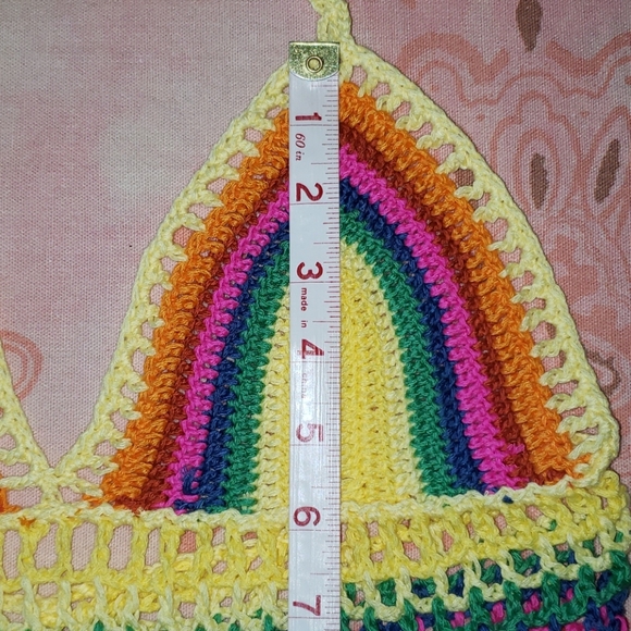 Tassels Crochet Bikini Top. Sexy Colorful Rainbow - Picture 11 of 14